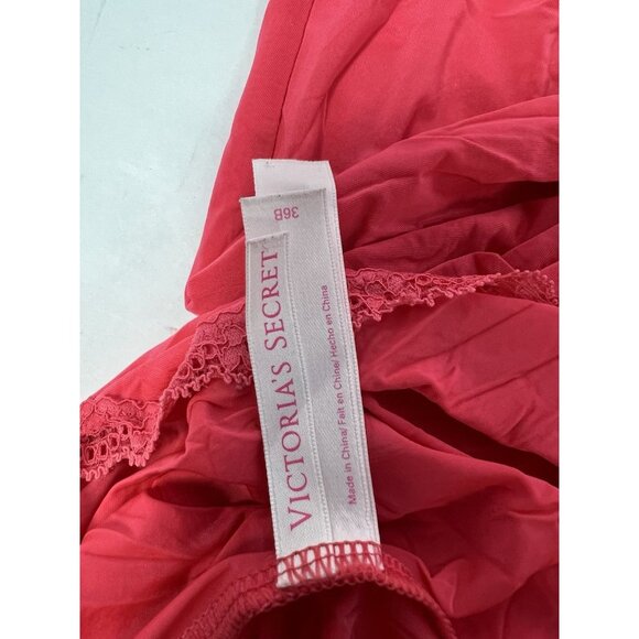 Victoria Secret Coral Lace Trim Chemise Slip Teddy Nighty Lingerie 36B - Picture 4 of 4